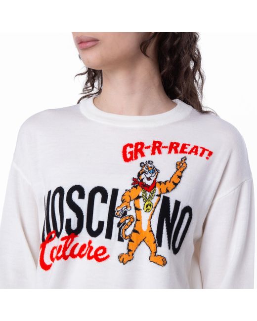 Moschino White X Kellogg's Tony The Tiger Graphic Sweater Dress