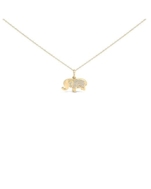 Haus of Brilliance Metallic 10K 1/5 Cttw Diamond Elephant Pendant Necklace