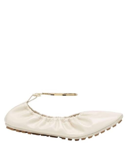 Fendi White Leather Filo Ballerina Flats, Brand Size 36 (Us