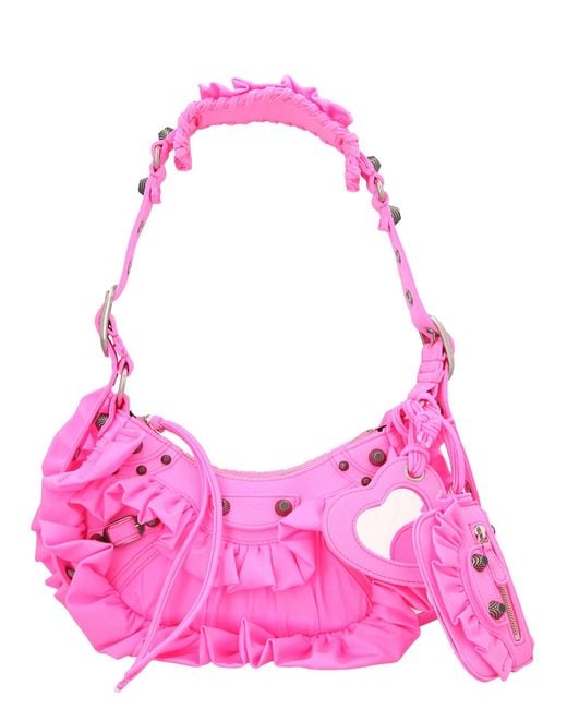 Balenciaga Pink Le Cagole Xs Ruffle Shoulder Bag for men