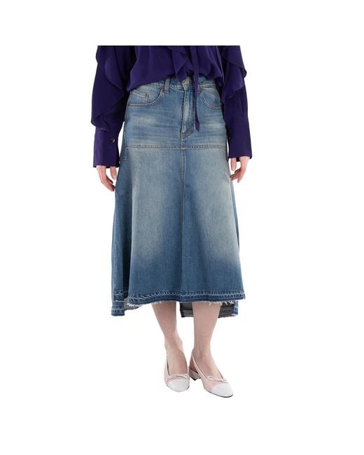 Victoria Beckham Blue Patched Denim Skirt, Brand Size 6 (Us