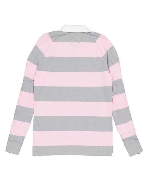 トップス Burberry Stripe Long Sleeves Burberry Long-Sleeved Zip Detail Striped Polo Shirt, Size Xx-Small