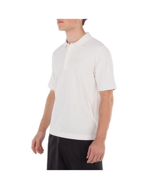 Burberry White Striped Cotton Polo Shirt for men