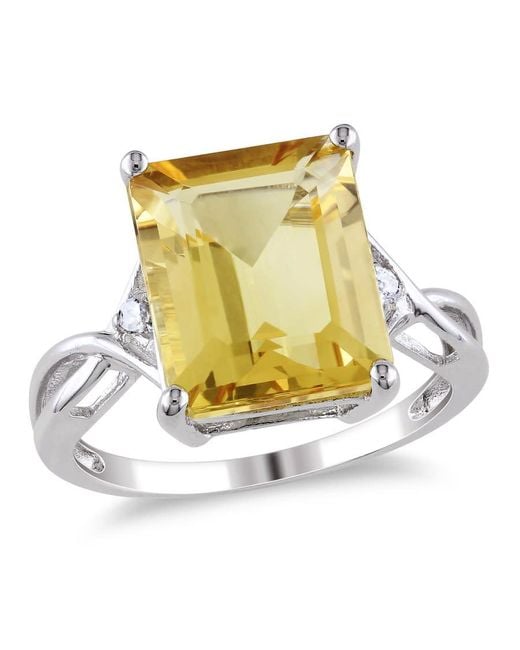 Amour Metallic 6 5/ Ct Tgw Emerald Cut Citrine And Topaz Ring