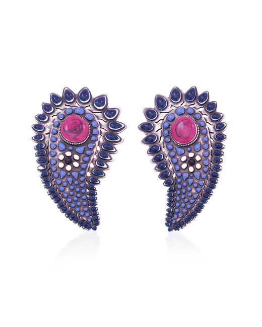 Isabel Marant Blue Navy / Silver Paisley Clip-on Ear Cuffs