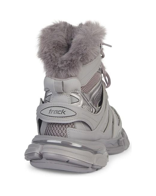 Balenciaga Gray Track Hike Faux Fur-Lined Sneakers