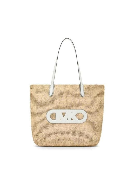 Michael Kors Natural Eliza Extra-Large Empire Logo Straw Tote Bag for men