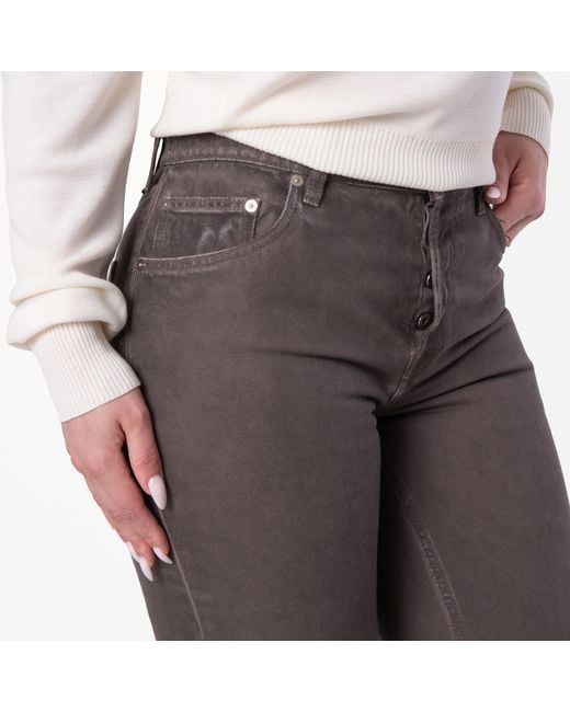 Burberry Gray Check Pattern Wide Leg Cotton Jeans,