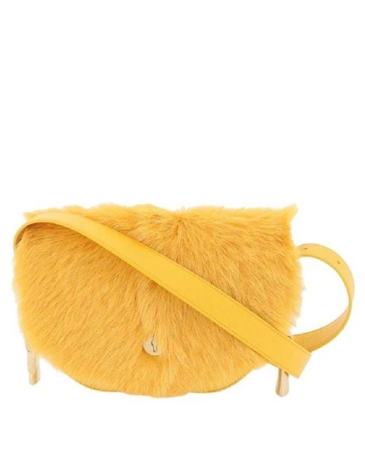Burberry Yellow Chess Leather Satchel Bag