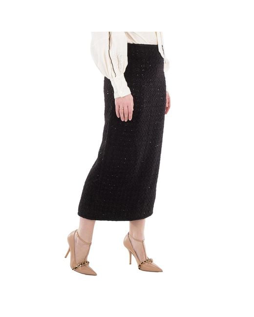 ROTATE BIRGER CHRISTENSEN Black Ladies Boucle Maxi Skirt, Brand Size 36 (Us