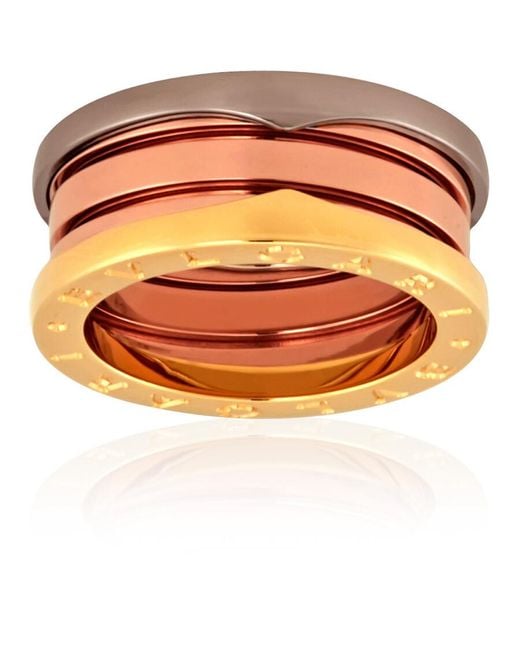 BVLGARI Metallic B.Zero1 18K Rose, And 3-Band Ring, Brand (Us Size 5.75)
