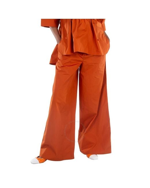 Max Mara Orange Navigli High-Rise Cotton Wide-Leg Pants, Brand Size 40 Us