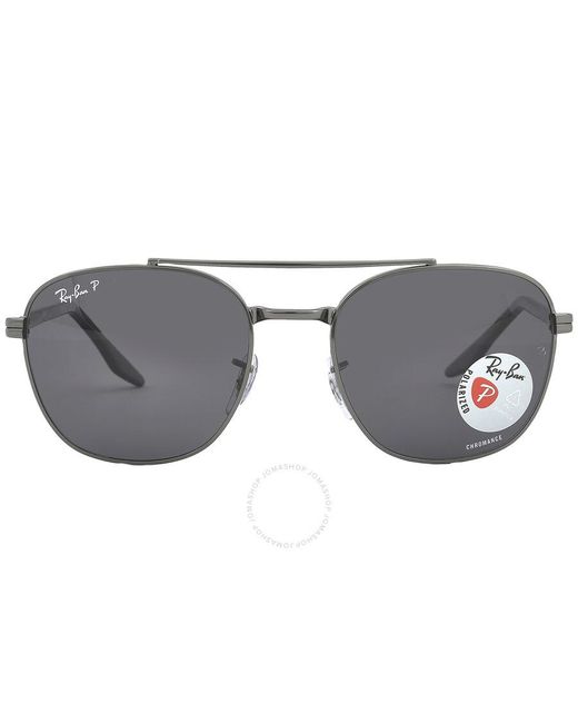 Ray-Ban Gray Polarized Dark Grey Square Sunglasses Rb3688 004/k8 55