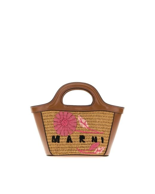 Marni Brown Caramel Raffia Handbag