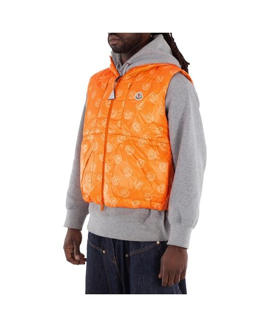 Moncler Orange Alkarab Logo-Patch Vest, Brand Size 4 (X-Large) for men