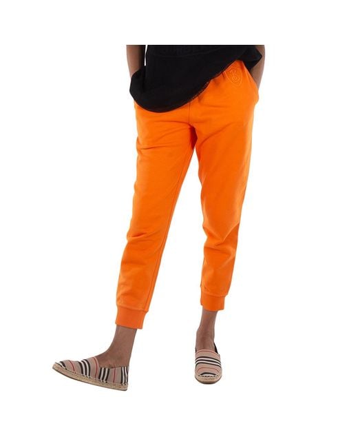 Burberry Orange Cotton Embroidered Logo Patch Joggers