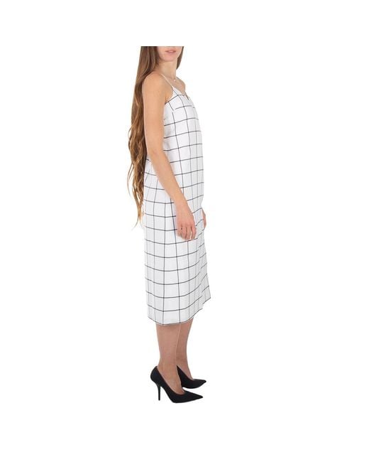 Tibi White Twill Windowpane Slip Dress