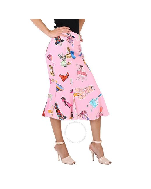 Moschino Pink Fantasy Print Flare Skirt
