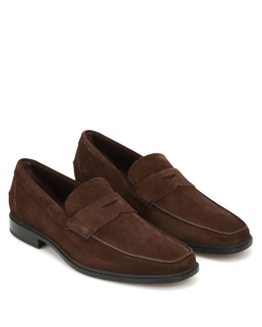 Tod's Brown Fondo Gomma Suede Penny Loafers for men