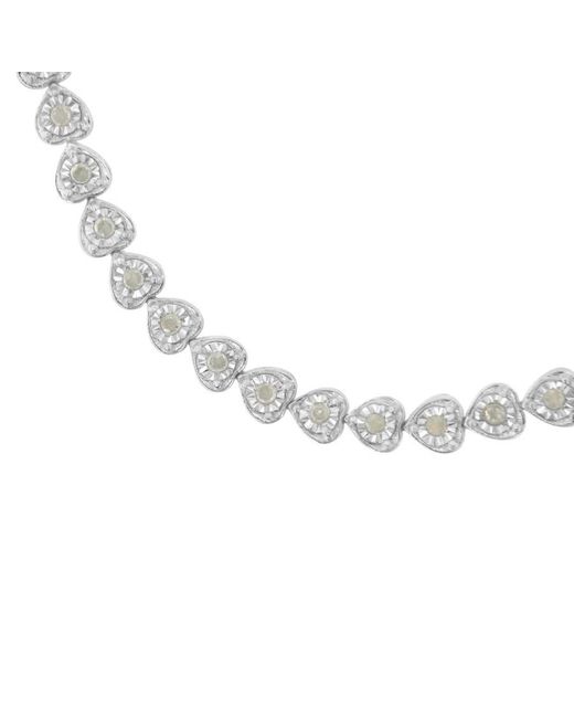Haus of Brilliance Metallic .925 Sterling Silver 1.0 Cttw Miracle Set Diamond Heart-link 7'' Tennis Bracelet
