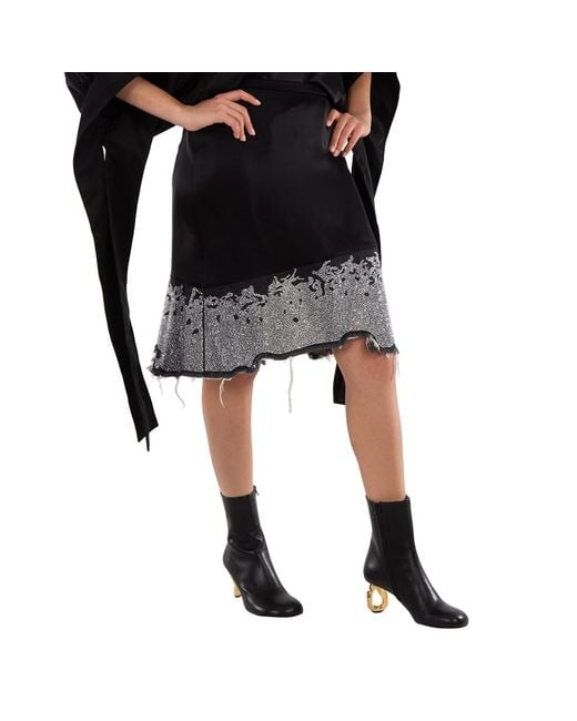 J.W. Anderson Black Ladies Glitter-Detail Asymmetric Skirt, Brand Size 10 (Us