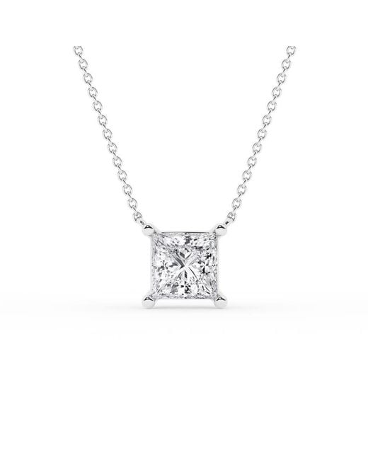 Brilliant Diamond Metallic 1 Carat Princess Lab Grown Diamond Pendant Necklace