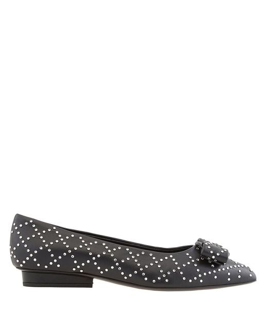 Ferragamo Black Salvatore Ladies Viva Embellished Ballet Flats, Size 6.5