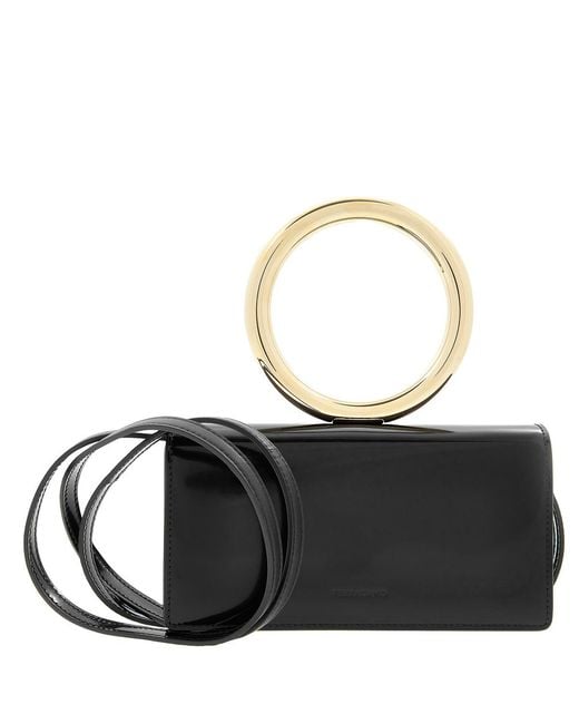 Ferragamo Black Debossed Logo Shoulder Bag