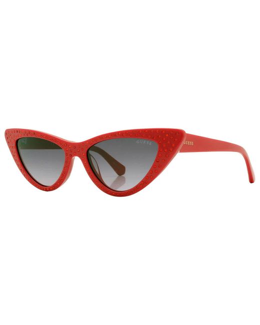 Guess Red Gradient Smoke Cat Eye Sunglasses Gu7810 68b 54