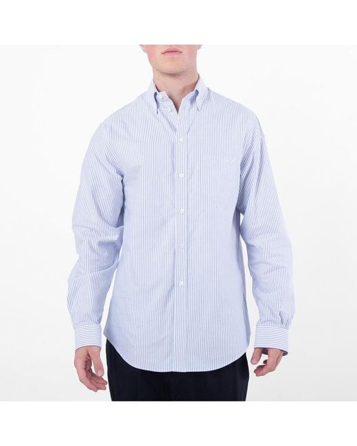 Bally Blue Striped Long-Sleeved Cotton Shirt, Brand Size 48 Us for men