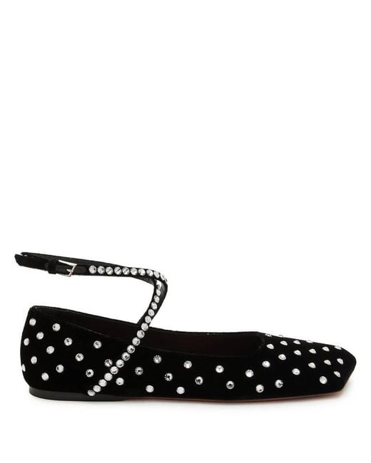 AMINA MUADDI Black Ane Crystal Embellished Ballerina Flats