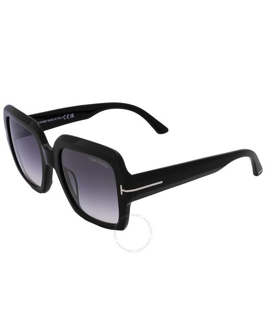 Tom Ford Black Kaya Smoke Gradient Square Sunglasses Ft1082 01b 54