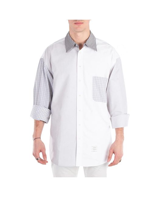 Thom Browne White Funmix Oversized Long Sleeve Shirt, Brand Size 3 for men