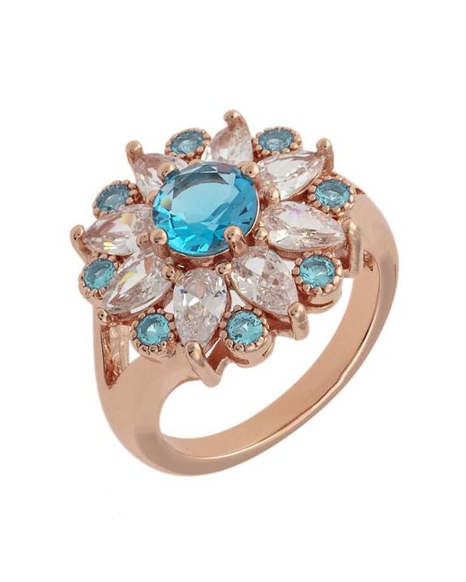 Bertha Juliet Collection 's 18k Rg Plated Light Blue Floral Statement Fashion Ring
