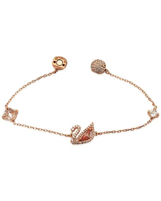 Swarovski Metallic Dazzling Swan Bracelet, Multi-Colored, Rose- Tone Plated