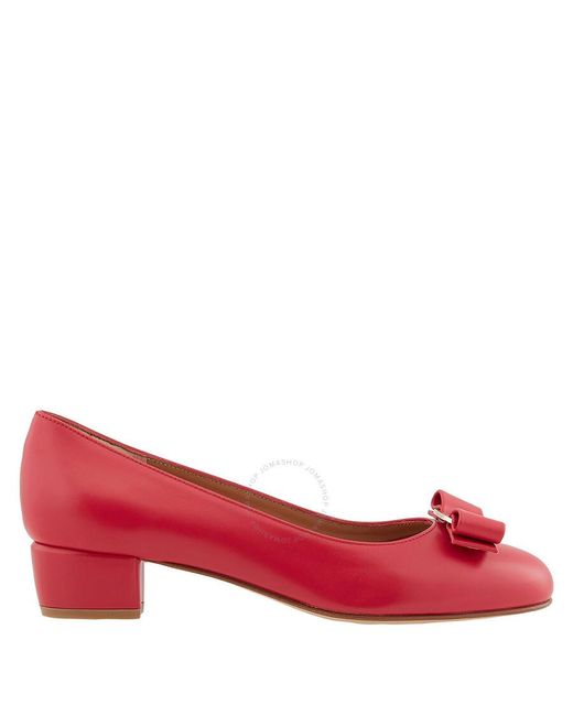 Ferragamo Red Salvatore Vara Bow Pump Shoe