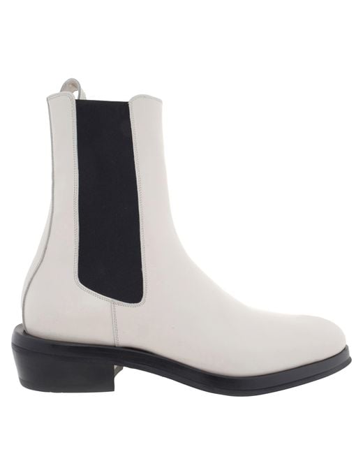 Ferragamo White Frank Leather Chelsea Boots for men