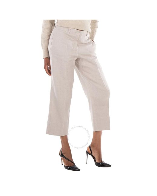 Max Mara Natural Cadice Linen-Blend Trousers