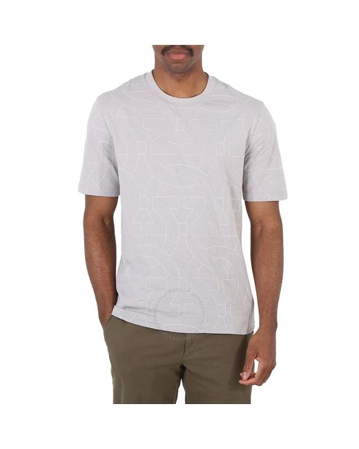 Ferragamo White Salvatore Gancini Logo Cotton T-shirt for men