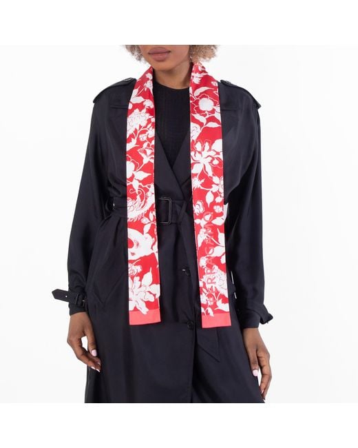 Ferragamo Red Dragon Print Narrow Strap Silk Headband for men