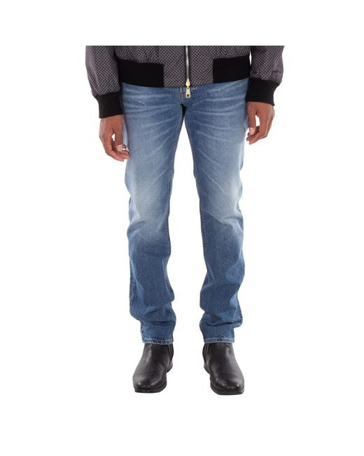 Emporio Armani Blue Veining J06 Slim-Fit Denim Jeans for men