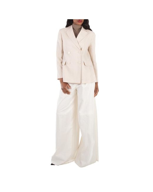 Max Mara Natural Laura Double-Breasted Linen Blazer