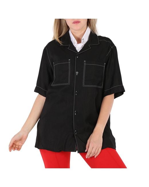 Burberry Black Ladies Oversized Double Shirt, Brand Size 6 (Us