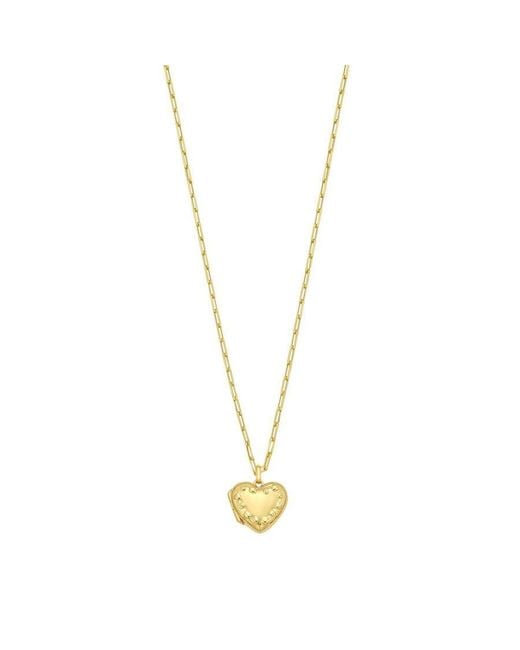 Tresorra Metallic Sterling Plated Heart Locket Pendant Necklace