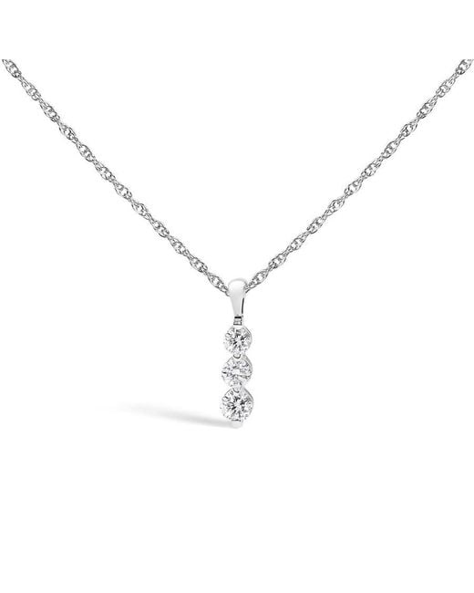 Haus of Brilliance Metallic 925 Sterling 1/7 Cttw Lab Grown Diamond Three Stone Diamond Pendant Necklace