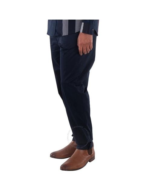 Burberry Blue Pemberton Tailored Cotton Trousers, Brand Size 48 (Us for men