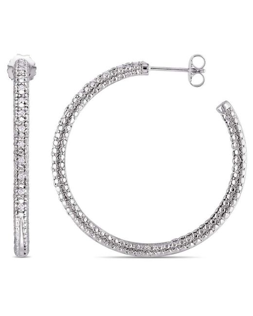 Amour Metallic 1/4 Ct Tw Diamond Hoop Earrings