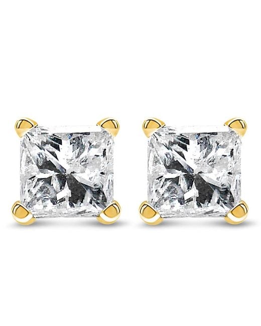 Haus of Brilliance Blue Igi Certified 14K 1/4 Cttw Princess-Cut Square Diamond 4-Prong Solitaire Stud Earrings