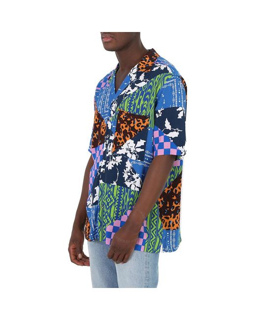 Marcelo Burlon Blue Multicolor Mix Print Hawai Shirt for men