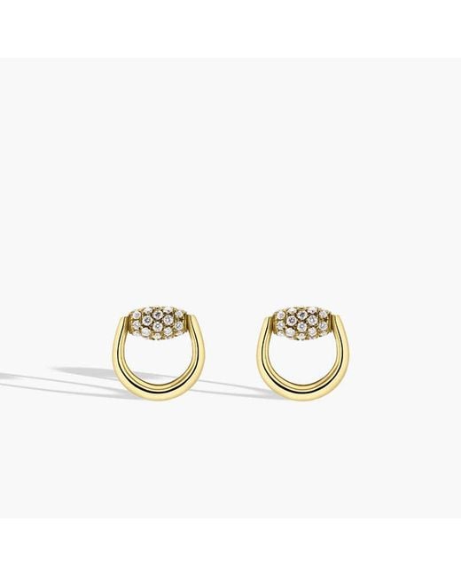 Gucci Metallic Horsebit Demi Pave Stud Earrings